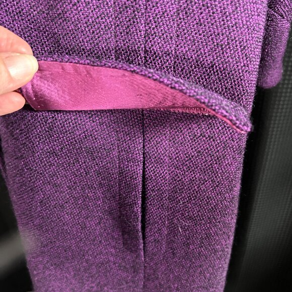 Vintage Shagmoor Womens Purple Tweed Wool  Silver Fox Pockets Button  Overcoat - Picture 7 of 10